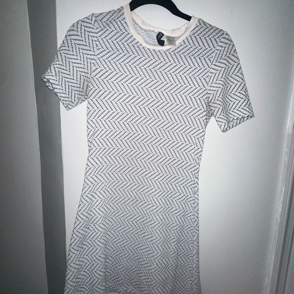Blue, White and Black Patterned Mini Dress